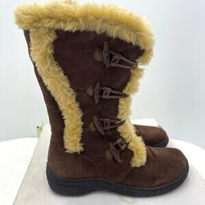 Earth Origins Women's Fur Lined Brown Suede Warm Winter Boots Size 7.5